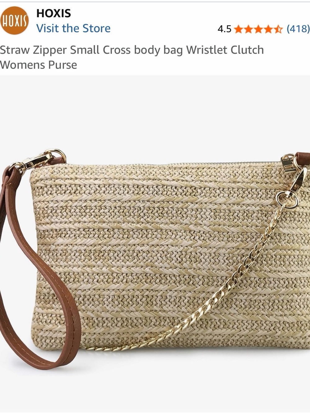 Straw Zipper Small Crossbody Bag in Natural